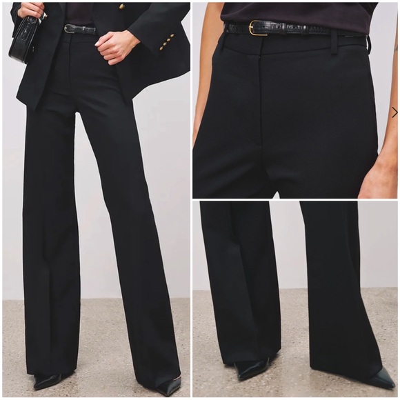•NILI LOTAN• NWOT Black Arielle High Rise Flare Leg Wool Trouser Pant Size 0 - Picture 12 of 15